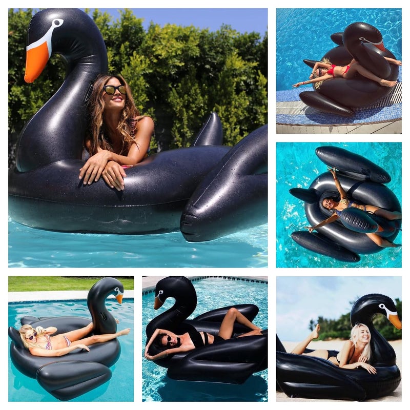 Vercico Giant Pool Float Adult Heavy Duty 70" Black Swan Pool Floaties for Adults Swimming Pool Lounger Float Pool Chair Float for Pool Games Beach Party Outdoor Water Play - Image 4